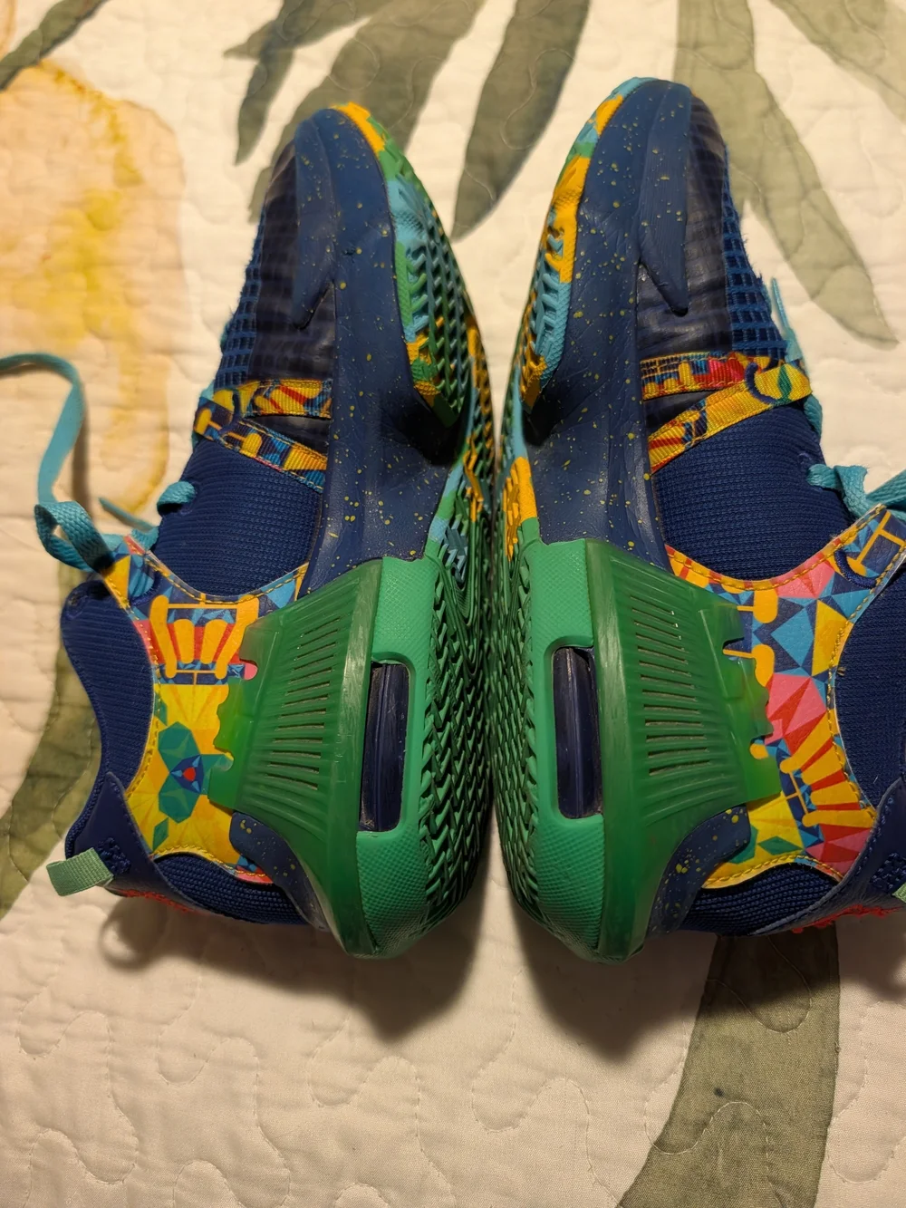 Nike LeBron Witness Kids Blue Sneakers with Teal Laces and Purple Pull Tabs